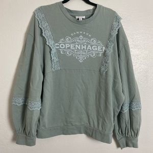 Topshop Copenhagen Lace Trim Oversized Sweatshirt 8